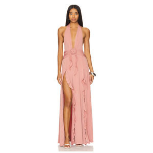 NWT WeWoreWhat Halter Ruffle Maxi Dress Size XXL Color Desert Sand